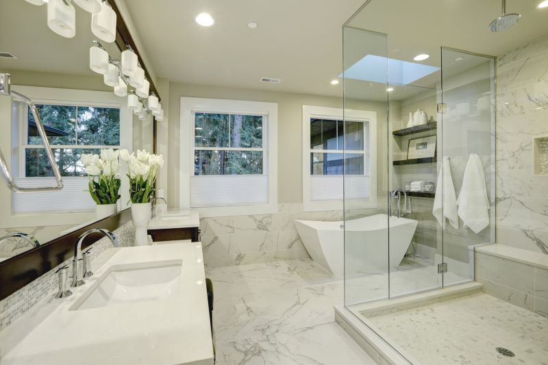 Elegant walk-in shower with glass doors